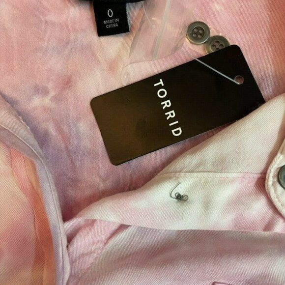 Torrid 0 Pink Tie-Dye Button Down Long Sleeve Shirt - Picture 6 of 6